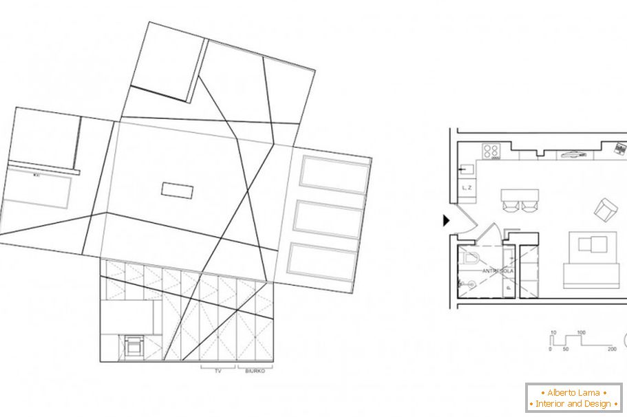 The plan of studio apartment Peter's Flat