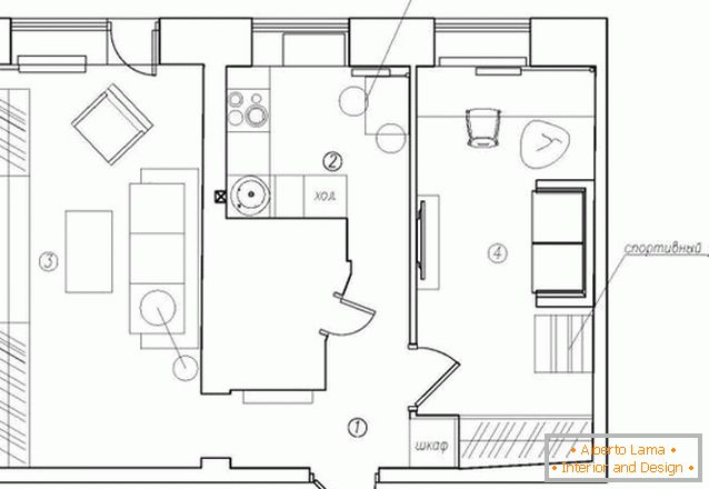 Planning of a two-room apartment in Russia