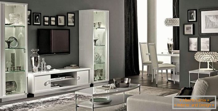 Elegant light furniture against a light gray interior.