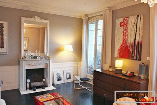 Living room of a small apartment in Paris