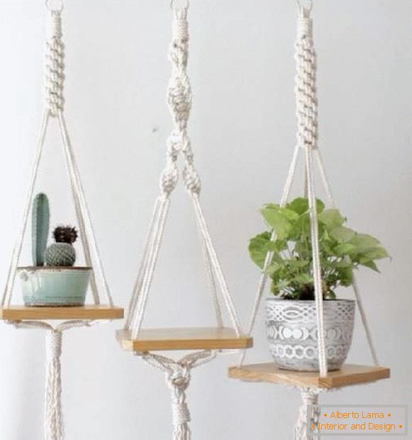 hanging shelves for flowers, photo 43