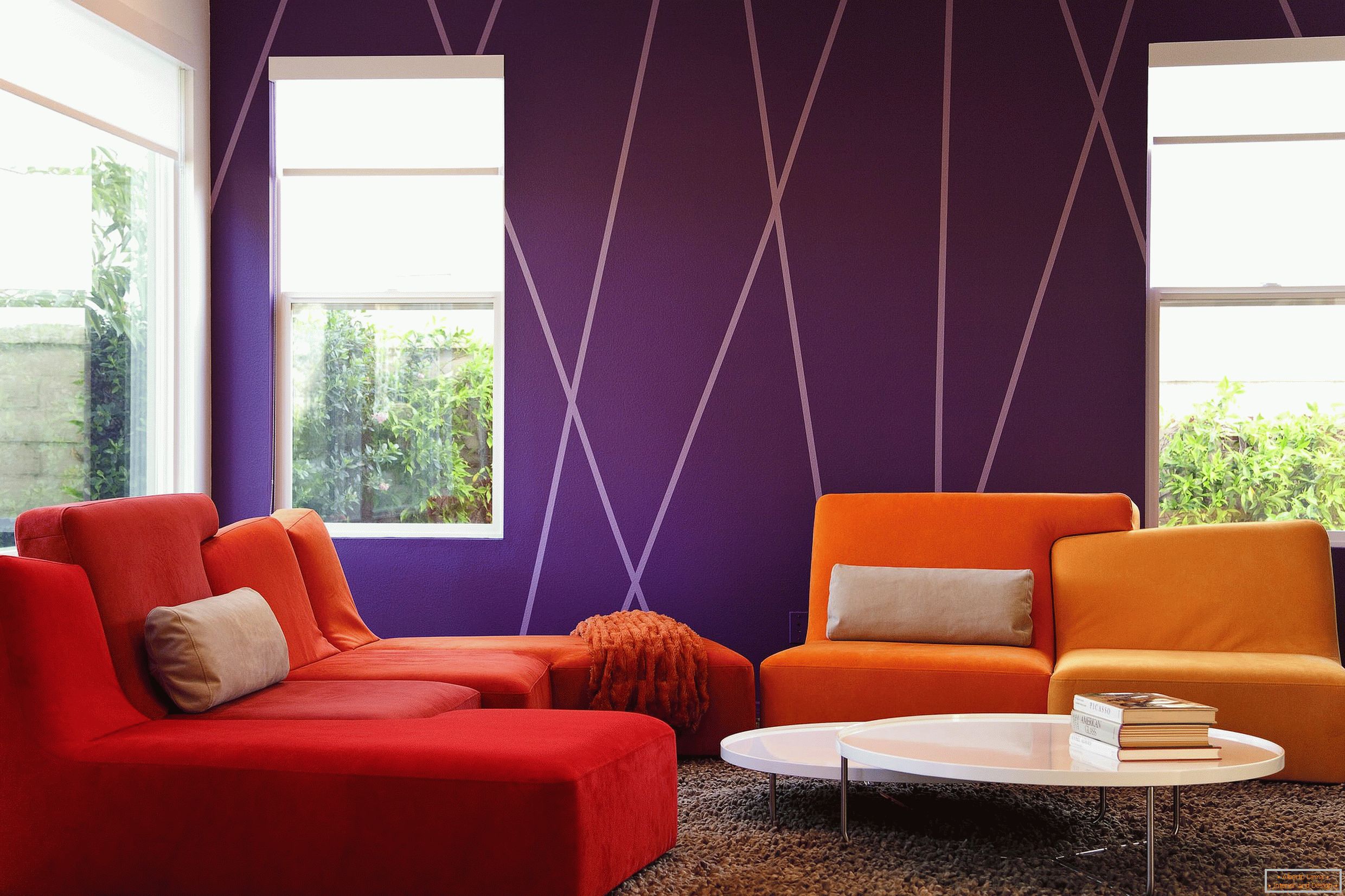 Purple walls in the living room