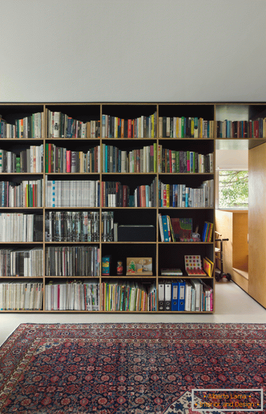 Book shelving in a small studio apartment