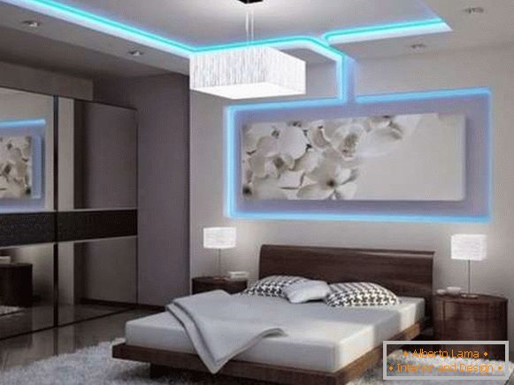 two-level ceilings from gypsum board with backlight photo, photo 10