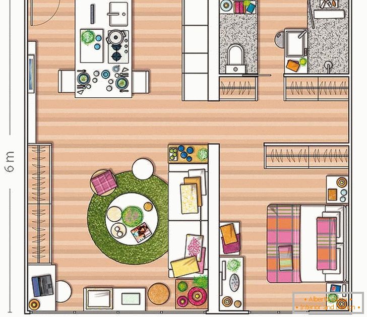 The plan of a small apartment in Spain