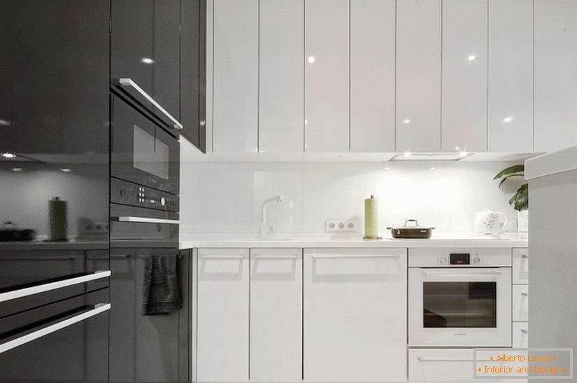 Kitchen interior in black and white
