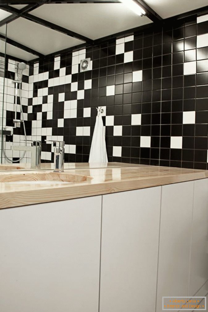 Bathroom studio apartments in black and white