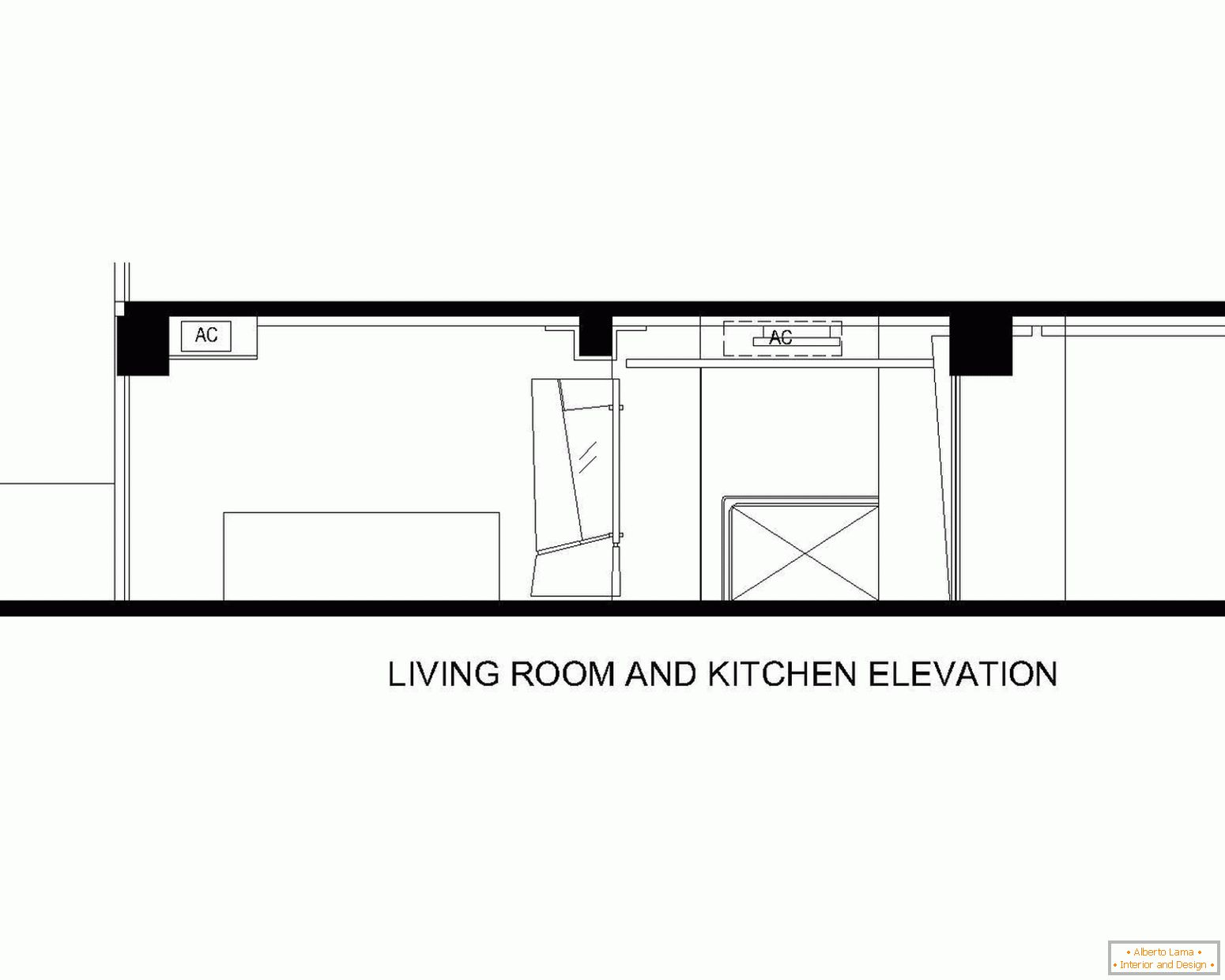 Layout of the living room and kitchen