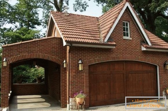 Design of a house with a canopy of red brick