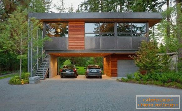 House with a canopy for two cars instead of a garage