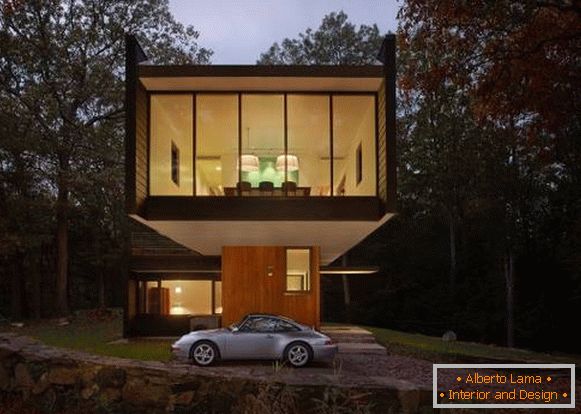 Modern design of a private house with a canopy