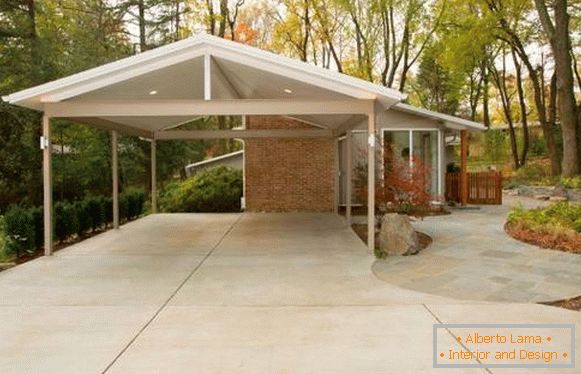 Large carport for cars near the house
