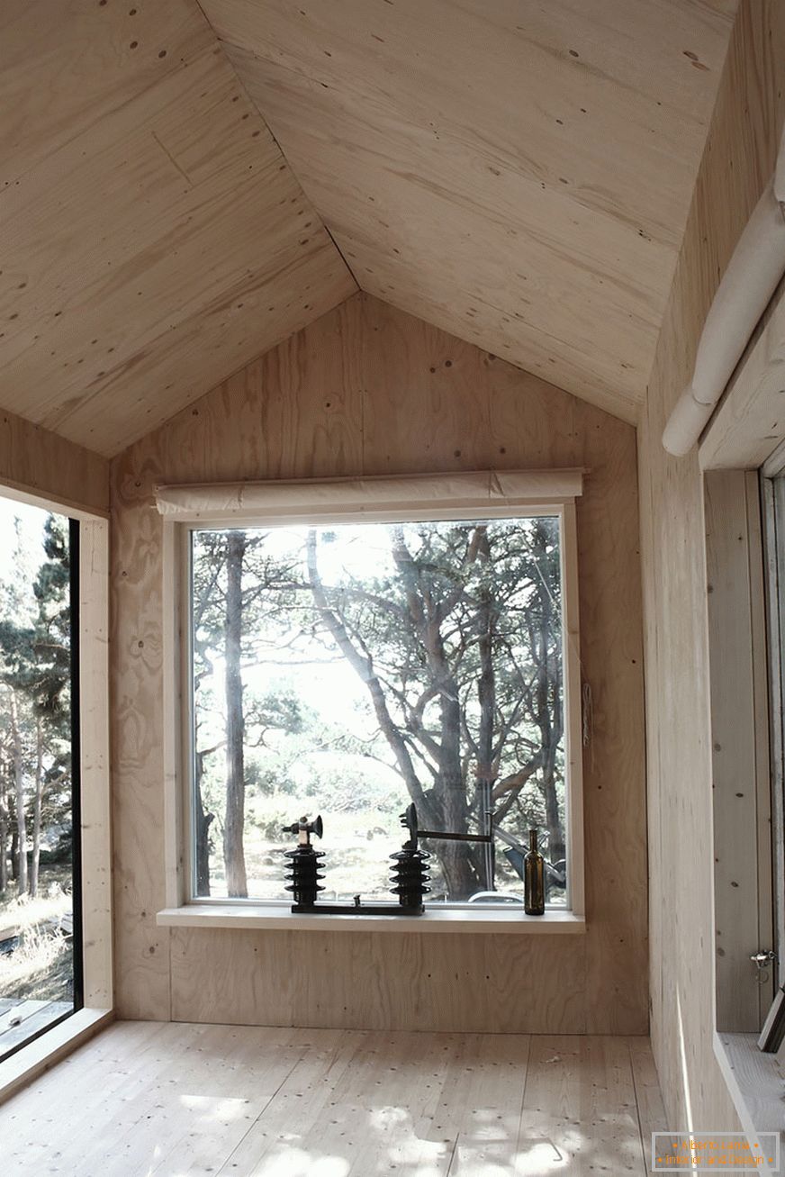 Interior of Ermitage Cabin mini-house in Sweden