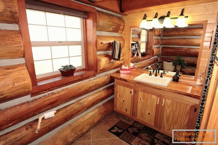 Bathroom in the log house