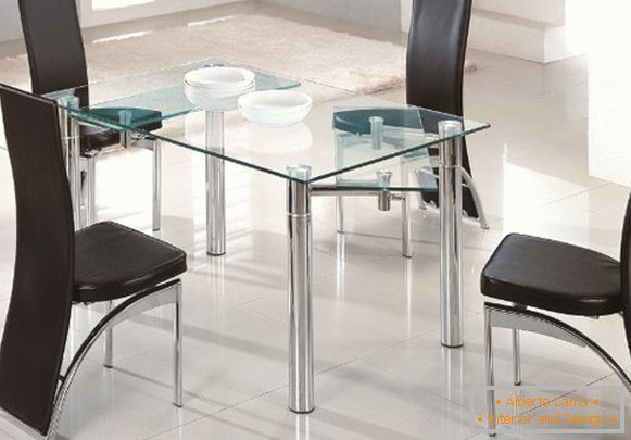 folding dining tableсо стеклянной столешницей