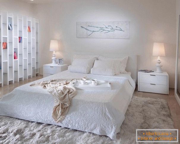 White color in the interior of the bedroom