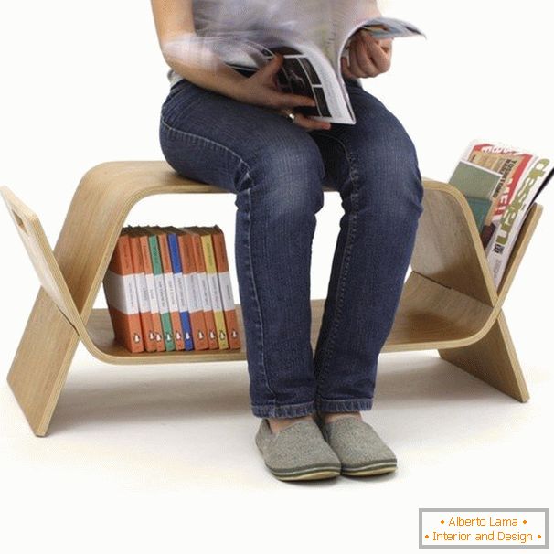 Chair with a niche for storing books