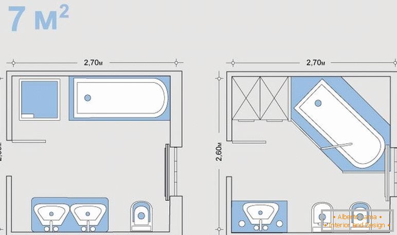 The layout of a small bathroom