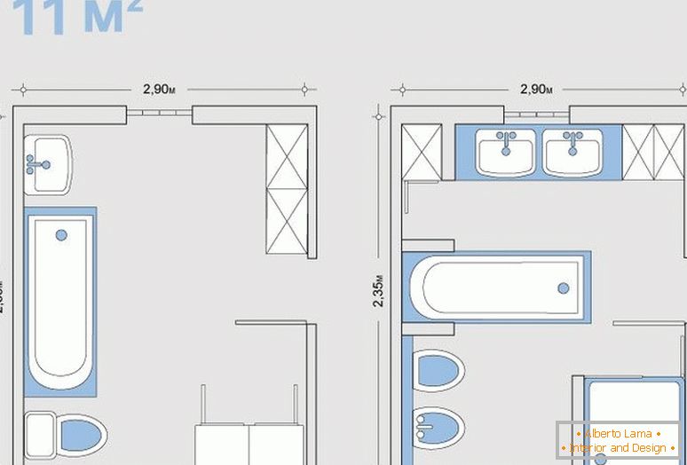 The layout of a small bathroom