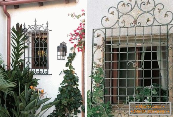 Decorative grilles on windows - photo of the facade of the house