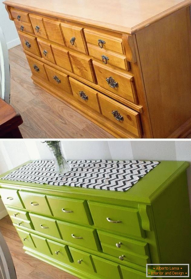 Painting furniture in green color