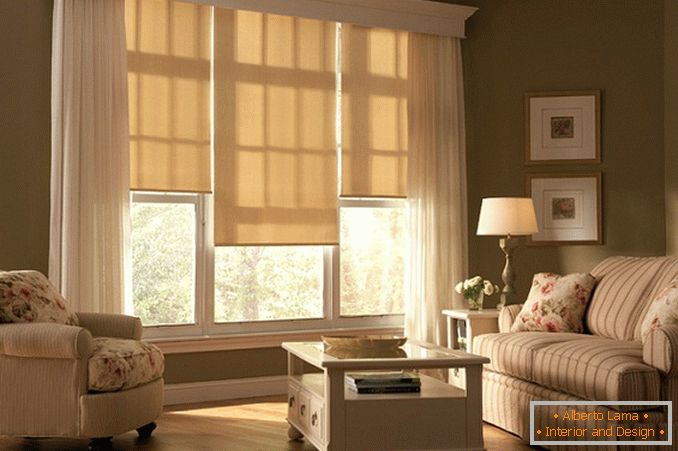 Roman shades photo for plastic windows in beige tones