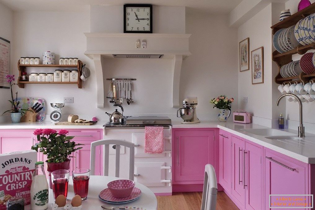 Kitchen in pink color