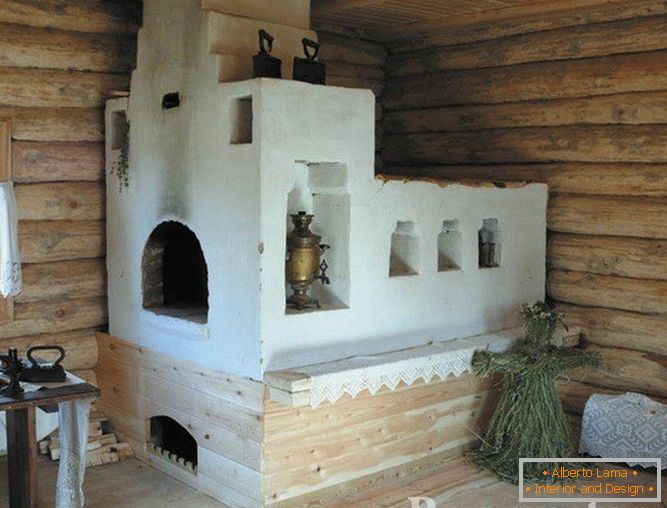 Stove in a wooden house