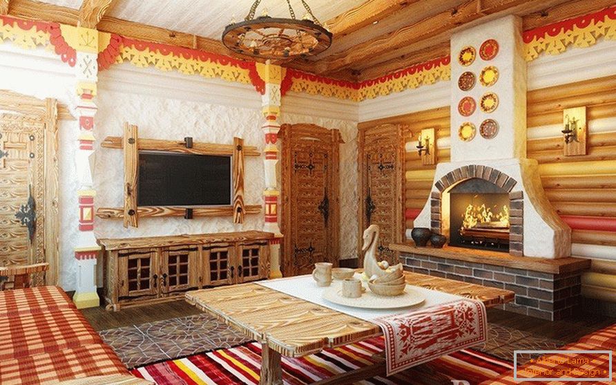 Russian stove in the living room