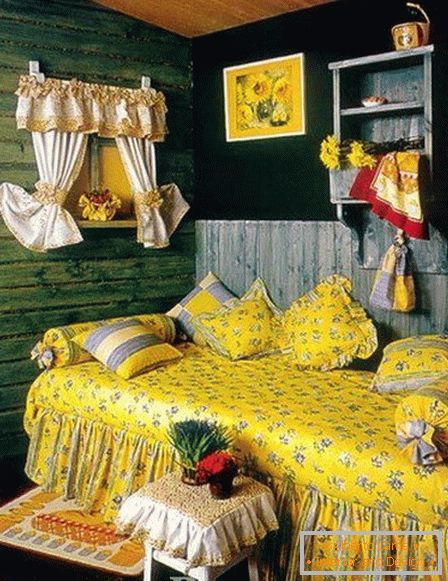 Bedroom with textile decor for Russian design