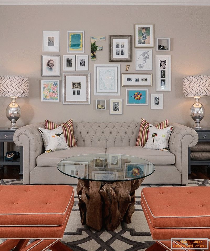 Interior of modern living room in gray tones