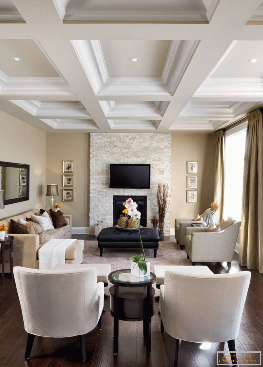 Cream color in the design of the living room