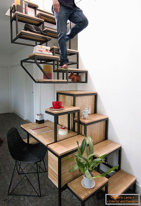 Stairs with shelves