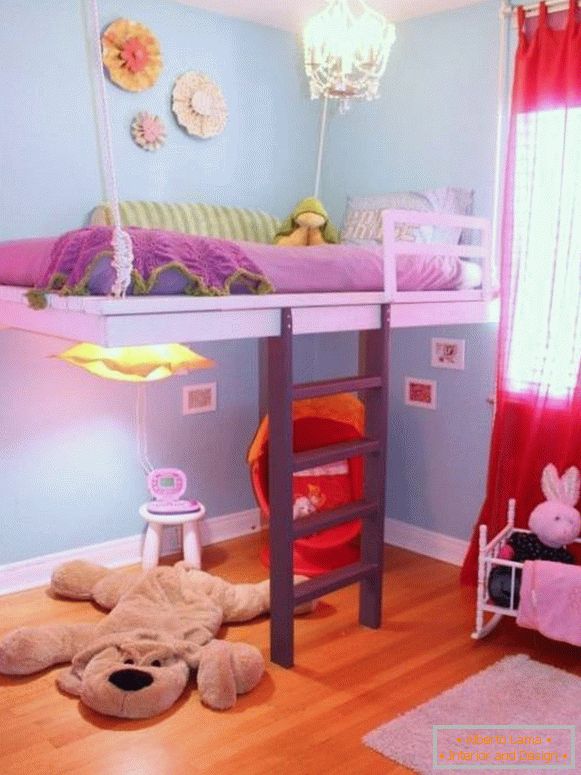Baby bed that is attached to the ceiling