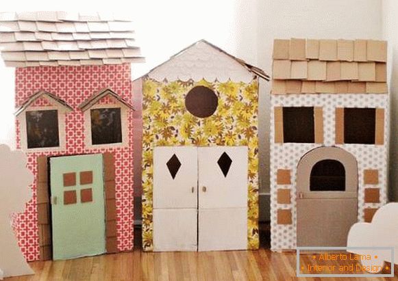 Toy houses made of cardboard