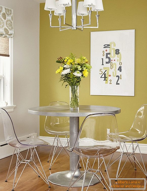 Dining room in a warm yellow shade