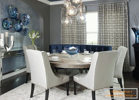 Dining room in gray-blue color