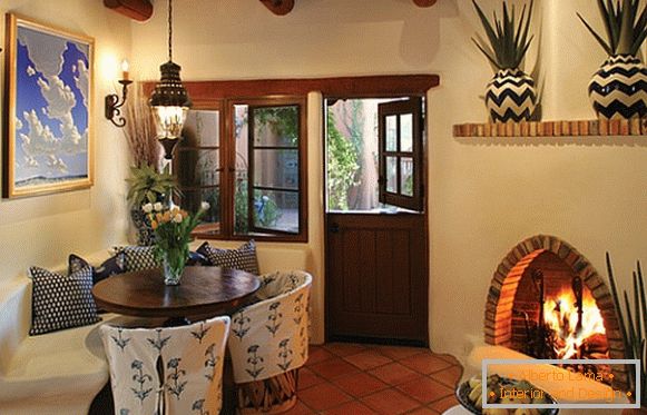 Fireplace in the dining room