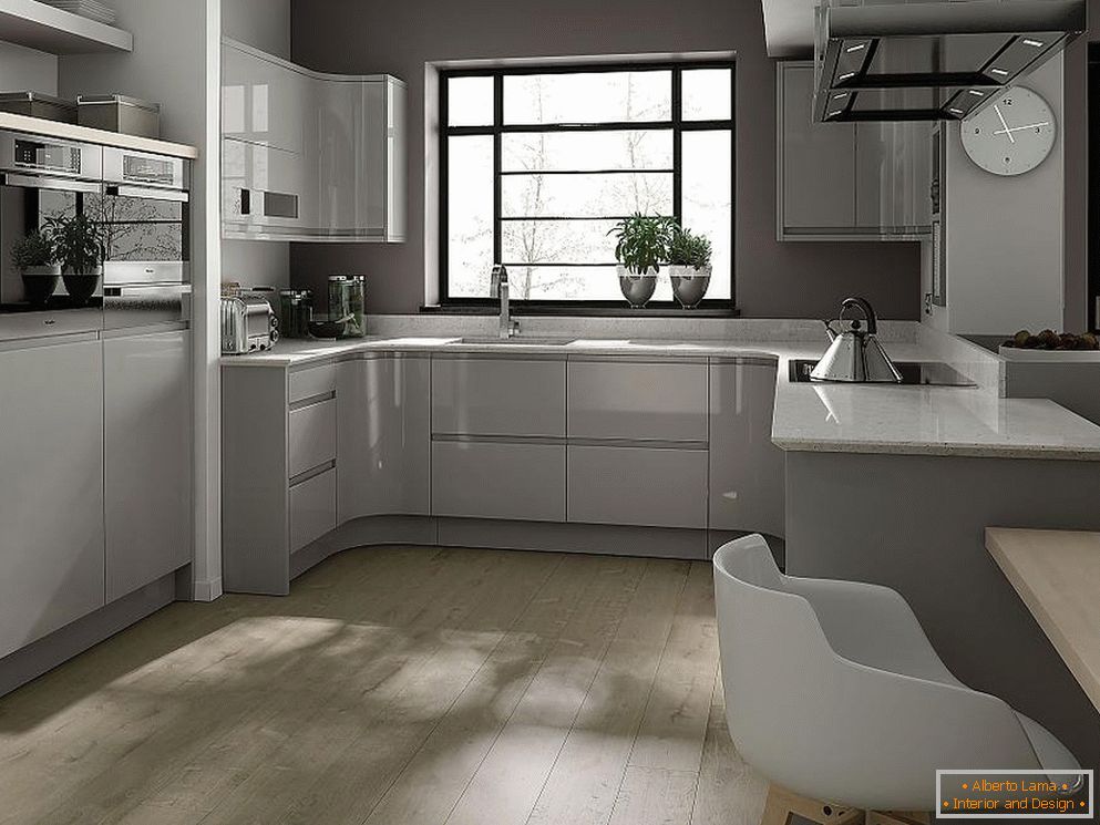 Kitchen with a gray interior