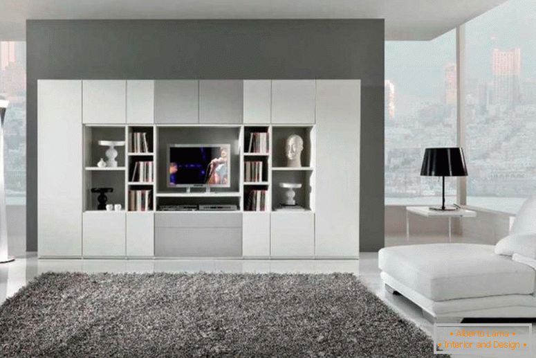 amazing-living-room-color-design-with-modern-interior-living-room-with-white-large-bookcase-living-room-design-also-modern-fur-rug-grey-design-ideas