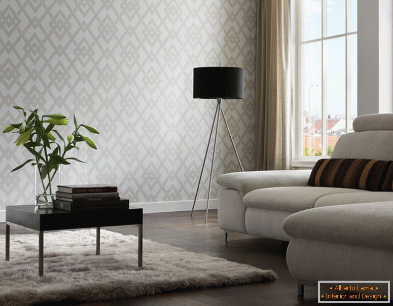 gray-wallpaper-in-living room