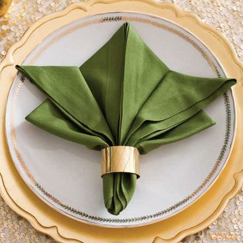 Drape the napkin with a metal ring
