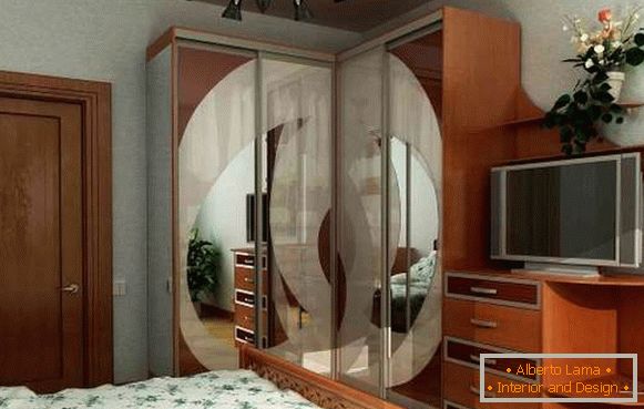 Beautiful bedroom cabinet for sleeping - photo of corner model with TV