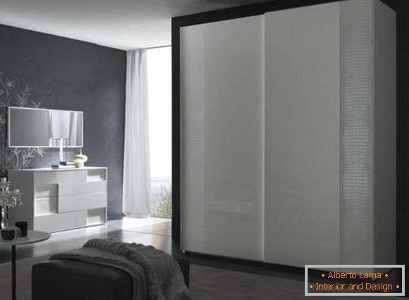 Beautiful bedroom cupboards - white gloss photo