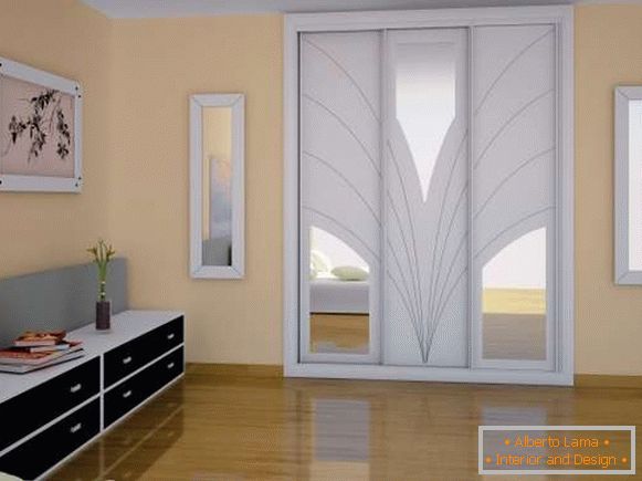 Samples of the wardrobes of the compartment for a bedroom - a photo in white color