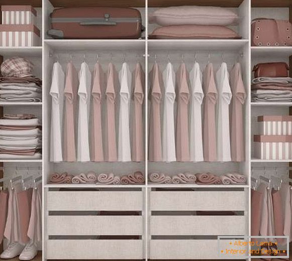 Sliding wardrobes in the bedroom interior design - photo with 4 doors