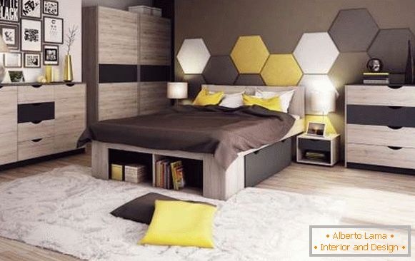 Modern coupé cabinets in the bedroom - photos in brown and black