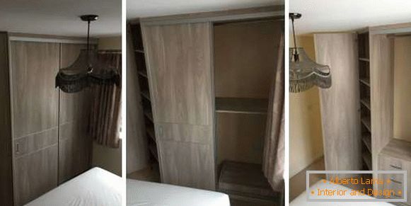 Design of a corner wardrobe in the bedroom - photo inside