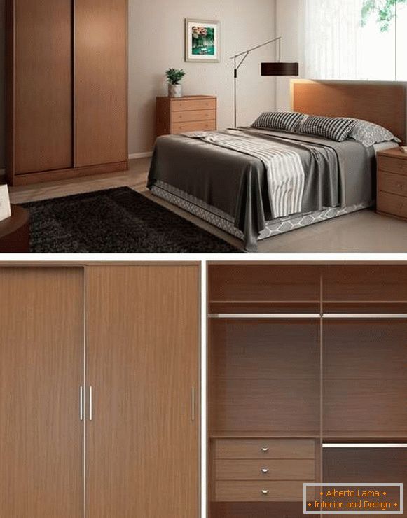 Bedroom with wardrobe compartment - photo inside and out