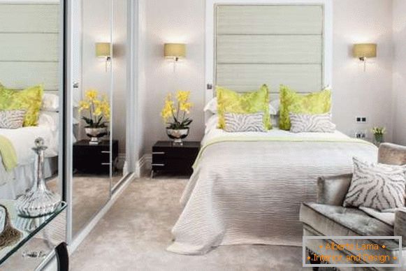 Look at the photos of the wardrobes in the bedroom with the mirrored doors